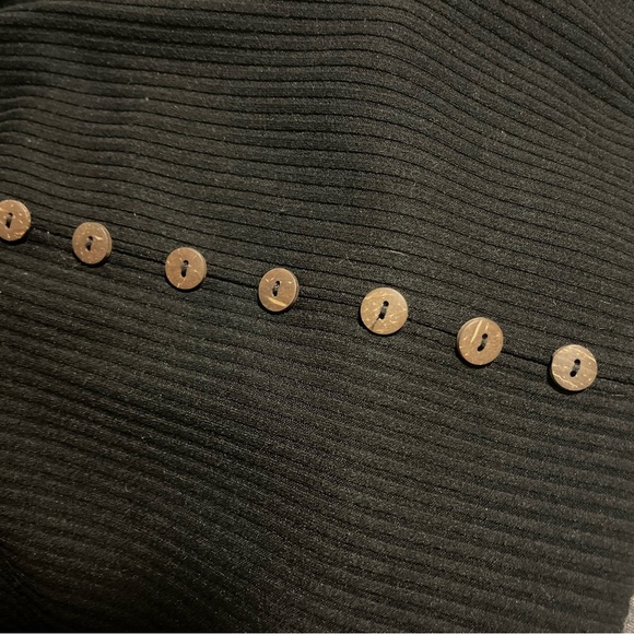 PINK LILY, MIDI Dress, Button Detail Ribbed, Black - Picture 3 of 6